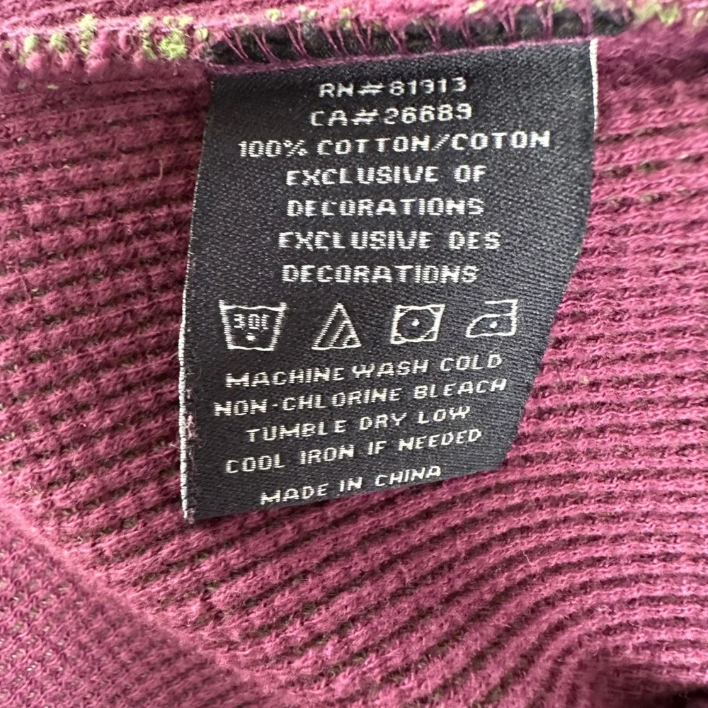 Robert Graham Mens XL Waffle Knit Quarter Zip Pullover Sweater Purple Green